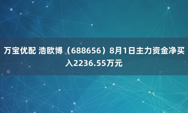 万宝优配 浩欧博（688656）8月1日主力资金净买入2236.55万元