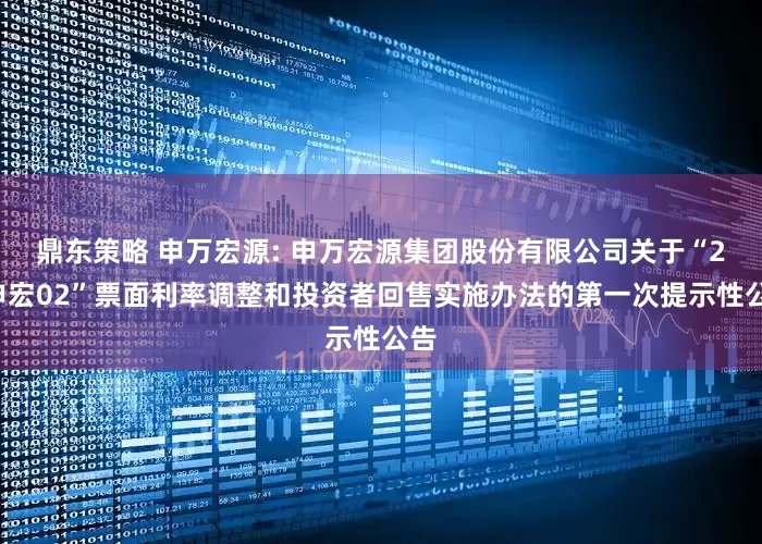 鼎东策略 申万宏源: 申万宏源集团股份有限公司关于“21申宏02”票面利率调整和投资者回售实施办法的第一次提示性公告